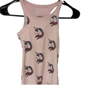 SO pink unicorn tank top with attached sports bra size 7